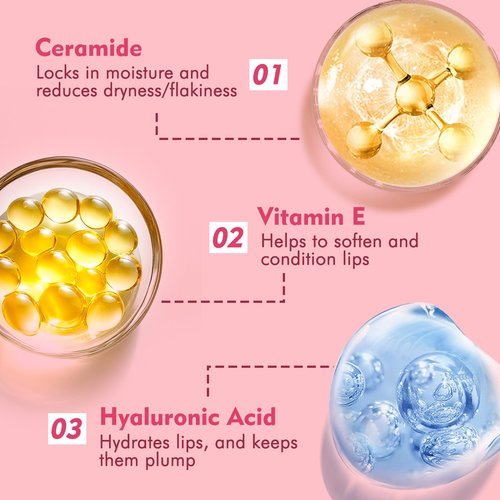 KIMUSE 6 Pcs Tinted Lip Butter Hydration Balm Set, 6 Flavored Shades Hydrating Plumping Gloss with Hyaluronic Acid & Vitamin E, Sheer Tint, Non-Sticky | Vegan Lip Care Makeup for Dry Lips & Daily