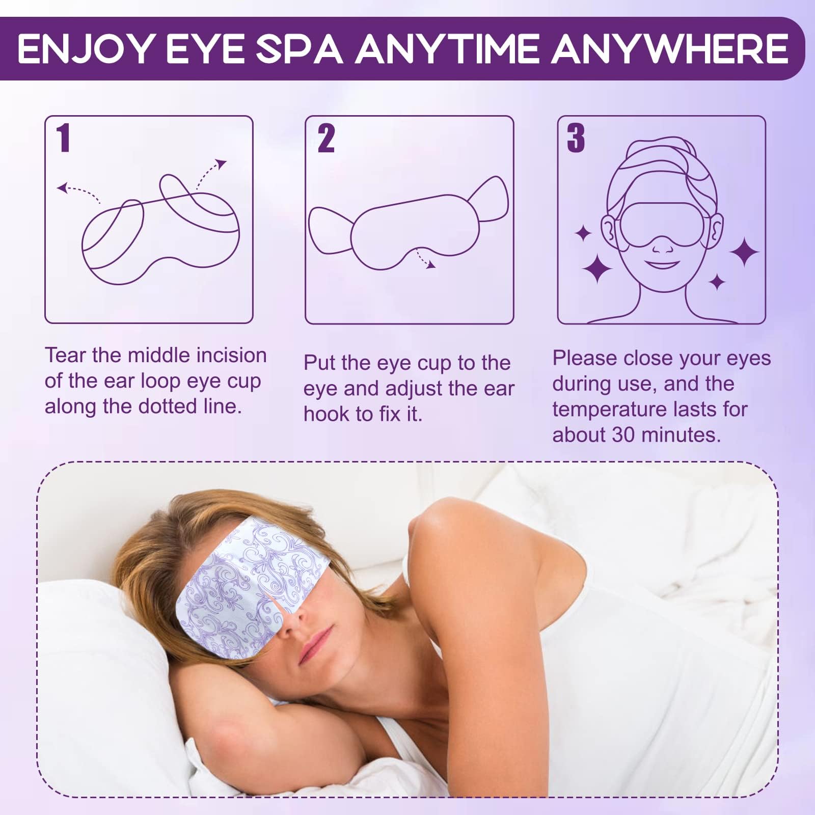 XPCARE 24 Pack Steam Eye Masks for Dry Eyes, Self Heated Steam Warm Eye Mask, Disposable Heated Eye Mask for Dark Circles, Puffy Eyes, Relief Stress Eye Fatigue (Unscented)