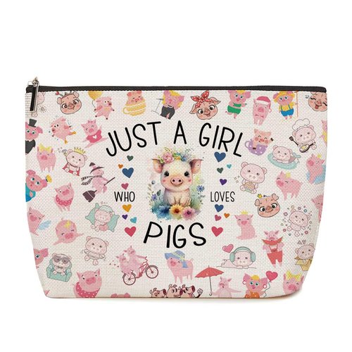 Funny Pig Gifts, Farm Animals Pig Makeup Bag Animal Lover Gifts, for Women Nurse Day Graduation Birthday Pig Stuff, for Female Teen Girls Pig makeup bag Lovers Sister Niece Best Friend Daughter Niece
