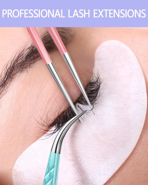 MORGLES Lash Tweezers for Eyelash Extensions, 3 Pcs Eyelash Extension Tweezers for Professionals & Beginners Fanning Volume Lashes