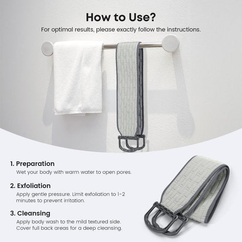 eaxun Exfoliating Back Scrubber with Plastic Handles for Shower, 36 Inches Bath Back Exfoliator Body Cleaner for Men, Women and Elderly, Dual-Sided Roughness Back Washer for Deep Cleansing