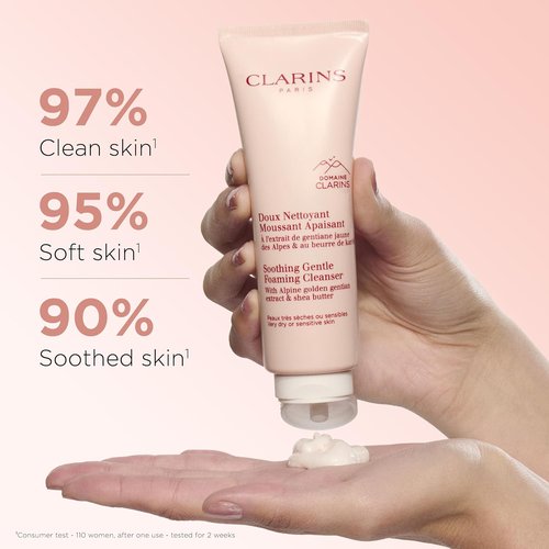 Clarins Soothing Gentle Foaming Face Cleanser - Nourishing Shea Butter for Sensitive Skin | Soap-Free & SLS-Free