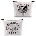 GJTIM IVF Warrior Makeup Bag Faith Trust and Baby Dust IVF IUI Transfer Day Gift Inspirational Infertility Gift (Faith Trust Baby Dust Bag)