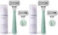 Flamingo 5-Blade Razors | for Women | Handle + Gel + Holder | Sage | Pack of 2