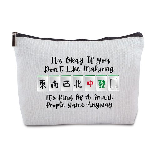 Funny Mahjong Zipper Makeup Bag Travel Cosmetic Bag Mahjong Lover Gift Gambling Gifts for Grandma Aunt Mom Sister Besite Friend for Birthday Christmas Retirement Thanksgiving Gifts