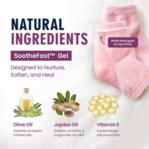 Dr. Frederick's Original Moisturizing Fuzzy Heel Socks for Dry Cracked Heels Treatment - Infused with Olive Oil, Jojoba Oil and Vitamin E - 2 Pairs - Stocking Stuffers for Adults - Relaxing Rose