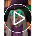 Fuchsia Halloween Standing Witch with Cauldron - Scary Ghost Decor with Sound & Lights