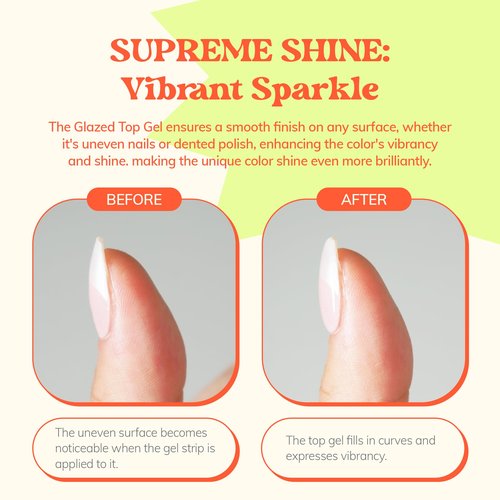 heyhae Glazed Top Gel for Semi-Cured Gel Nail Strip | Non Wipe High Gloss Gel Top Coat (0.23 fl.oz)
