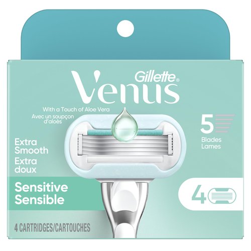 Venus Deluxe Smooth Sensitive Women's Razor Blade Refills, 4 Count, Holiday Gifts for Women