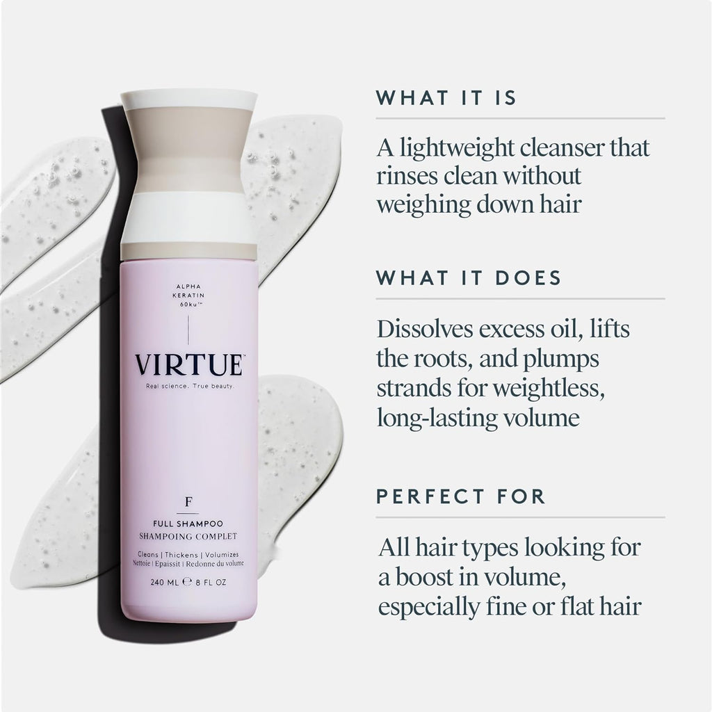 Virtue Full Volumizing Shampoo - Sulfate Free, Thickens Hair, Safe for All Hair Types