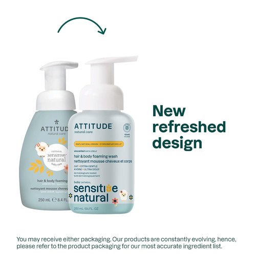 ATTITUDE 2-in-1 Baby Shampoo & Body Wash - EWG Verified, Plant-Based, Unscented, 8.4 Fl Oz