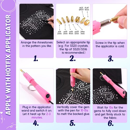 8000Pcs Hotfix Rhinestones for Clothing, Clear SS10 Iron On Flatback Glass Gems, Bedazzler Crystals Rhinestones for Crafting Clothes Hats Shoes Fabric Bedazzling Decor Nail Art
