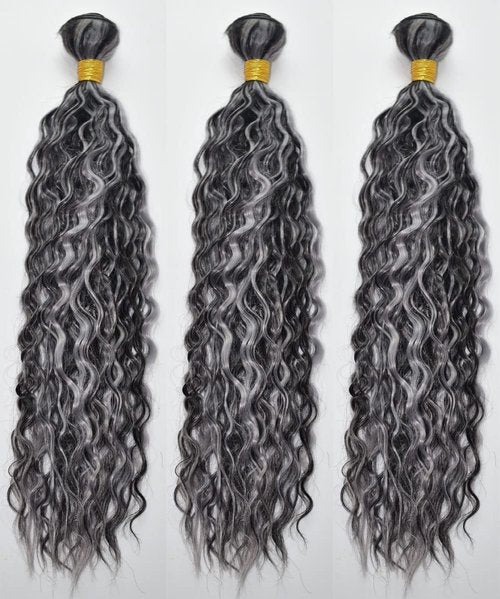 Grey Bundles Human Hair 12 14 16 Inch Water Wave Highlight 1B Grey Human Hair Bundle 3 Bundles 300g Total Unprocessed Brazilian Virgin for Black Women