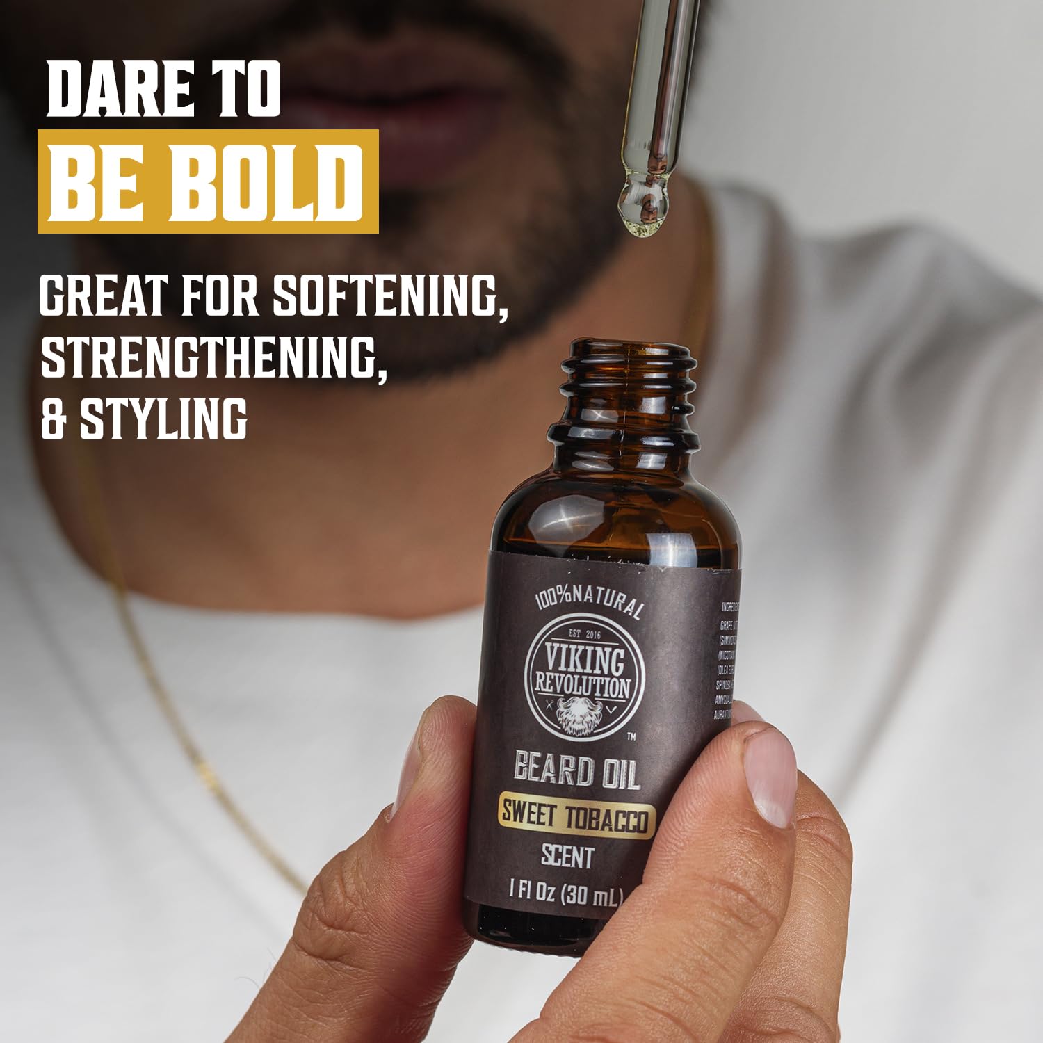 Viking Revolution Sweet Tobacco Beard Oil - Natural Argan & Jojoba Oil Softener | Moisturizes & Strengthens (1 Pack)