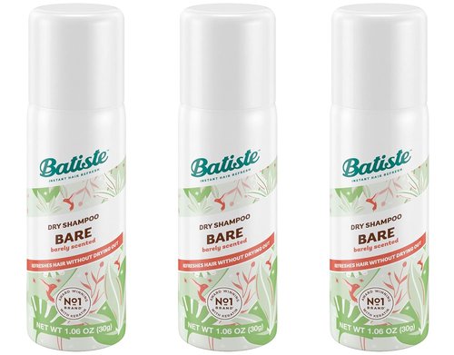 Batiste Dry Shampoo - Bare Mini Travel Size 1.06 oz | Pack of 3 for Effortless Freshness