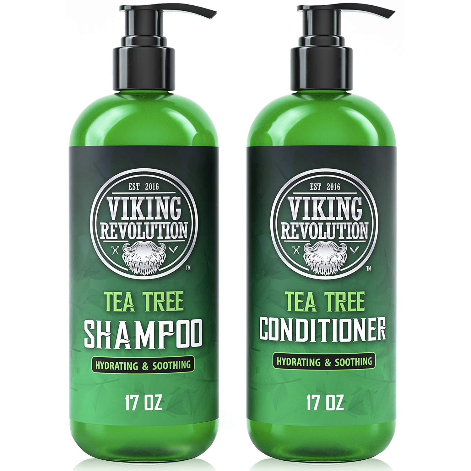Viking Revolution Tea Tree Shampoo & Conditioner Set - Hydrates & Soothes Dry Scalps - 17 oz