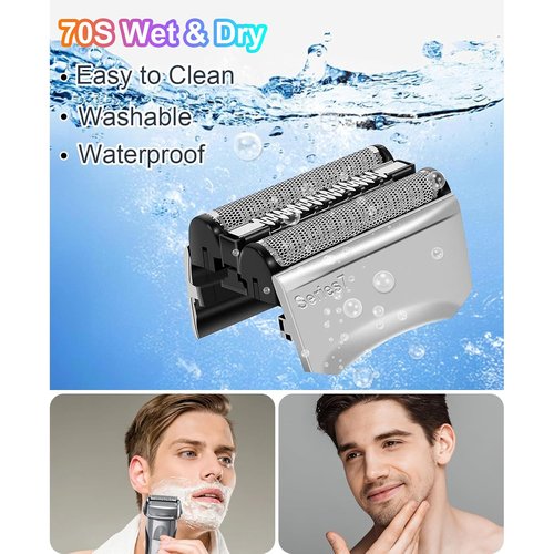 Braun 70S Electric Shaver Head Replacement - Compatible with Series 7 | 3-Pack for Ultimate Grooming