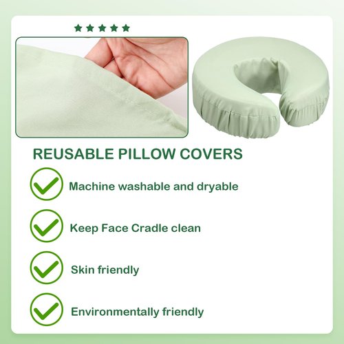 Tatuo 12 Pcs Face Cradle Covers for Massage Head Rest Microfiber Reusable Soft Thicker Massage Table Face Covers Oil Proof Headrest Cradle Sheets for Spa Beauty(Sage)