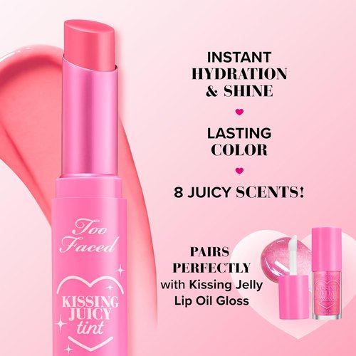 Too Faced Kissing Juicy Tint Lip Balm - Hydrating, Long-Lasting Lip Stain for Color & Shine, 0.10 Oz