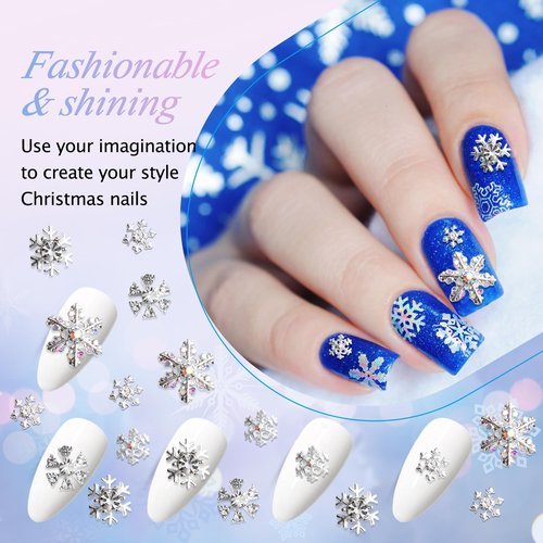 20PCS Silver Snowflake Nail Charms for DIY Christmas Nails