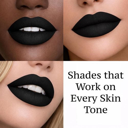 Mynena Jet Black Matte Liquid Lipstick - Long-Lasting, Waterproof, Smudge-Proof Color | All-Day Comfort