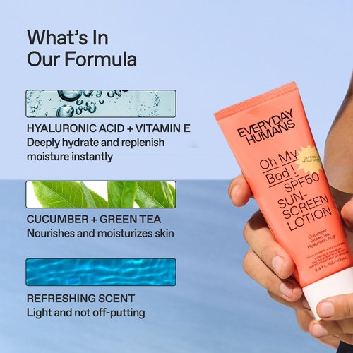 Everyday Humans Oh My Bod SPF50 Face & Body Sunscreen Lotion 3.4 oz - Pack of 2
