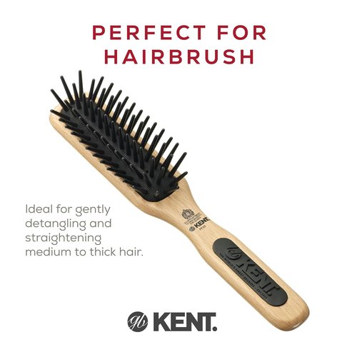 Kent PF20 Narrow Cushion Paddle Brush - Detangles Long Thick Curly Hair | Scalp Massager for All Hair Types