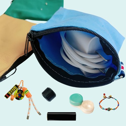 FKUMLUN 6 Pack Small Canvas Zipper Tool Bag,Square Pocket Mini Toiletry Bag, Multi-Purpose Storage Organizer Portable Travel Makeup Pouch with Hanging Ring(4inch)