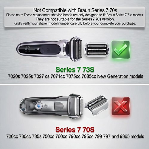 Braun 73S Series 7 Replacement Shaver Head - Compatible Blades for Braun S7 Models (2PCS)