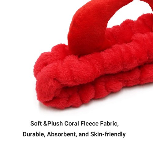 Skiennix Women’s Facial Spa Headband - Devil Horn Coral Fleece for Makeup & Skincare | 2 Pack