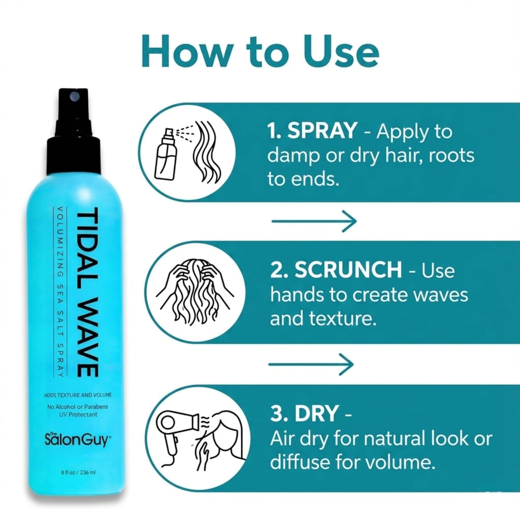THESALONGUY Tidal Wave Sea Salt Hair Spray - Professional Volume & Texture for Beach Waves | Alcohol-Free, 8 oz