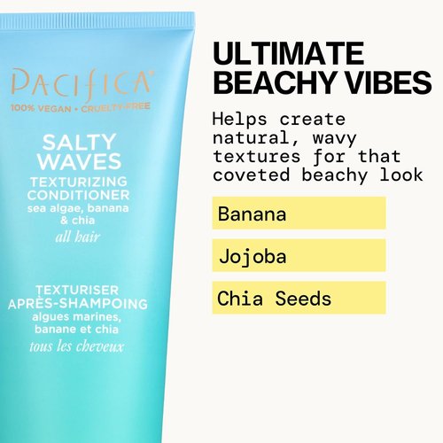 Pacifica Beauty Salty Waves Texturizing Shampoo & Conditioner Set | Effortless Beach Hair | 100% Vegan & Cruelty-Free
