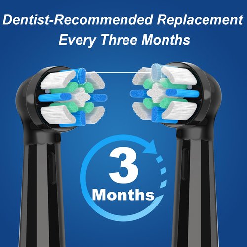 iO Replacement Heads Compatible with Oral B iO, Brush Heads for iO 2/3/4/5/6/7/8/9/10 Series Electric Toothbrushs, Dense Bristles, Cleans Deep Plaque, 6 Black