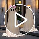 Extra Large Light Up Ghost Halloween Decorations with Scary Sounds - Outdoor Indoor Spooky Set