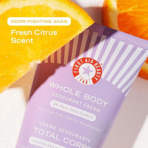 First Aid Beauty Whole Body Deodorant Cream - All-Day Odor Control, Dermatologist Tested, 3oz