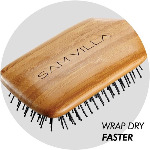 Sam Villa Signature Series Bamboo Brush - Eco-Friendly Wooden Paddle Brush for Effortless Hair Styling