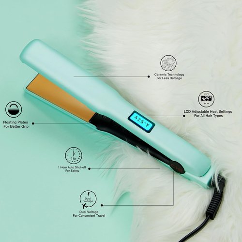 CHI Original Flat Iron Hair Straightener - Ceramic Plates for Smooth Styling | Quick Heat Up, 1.25" Mint Mojito