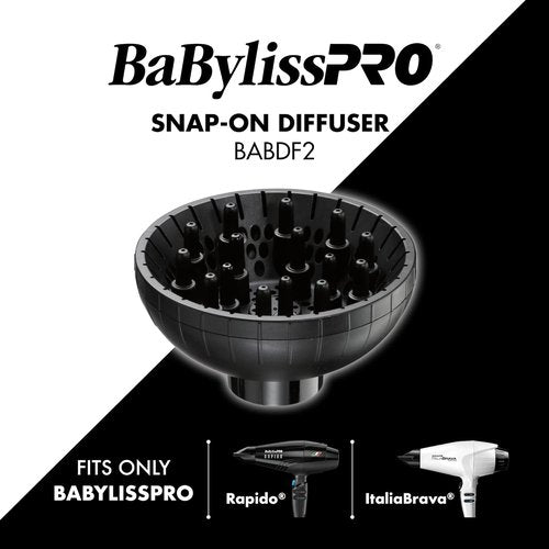 BaBylissPRO Snap-On Diffuser Attachment - Compatible with Rapido & Brava Hair Dryers | Model BABDF2