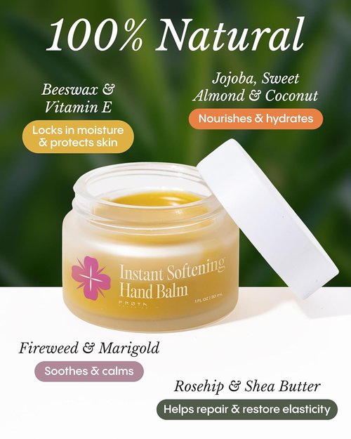 FRØYA Organics Instant Softening Hand Balm - Nourishing Shea Butter & Jojoba | 30ml Non-Sticky Moisture