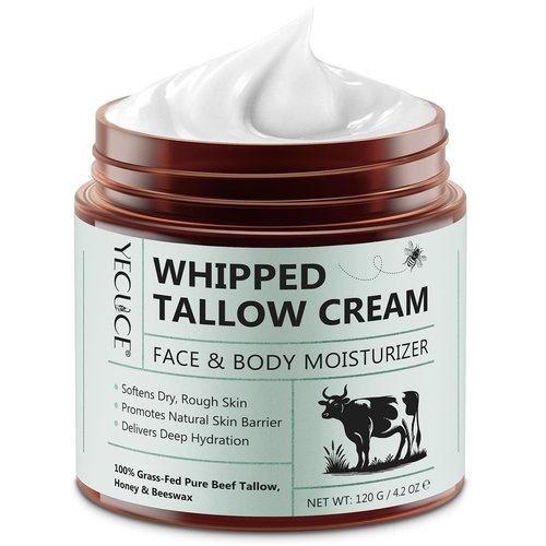 Bieyoc Whipped Beef Tallow for Skin 120G, Face and Body Moisturizer, Beef Tallow Balm to Repair Damaged Dry Skin