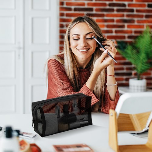 Unoutur 20-Piece Mesh Pouch Set - Portable Mesh Makeup Bag Travel Toiletry Organizer with Zipper