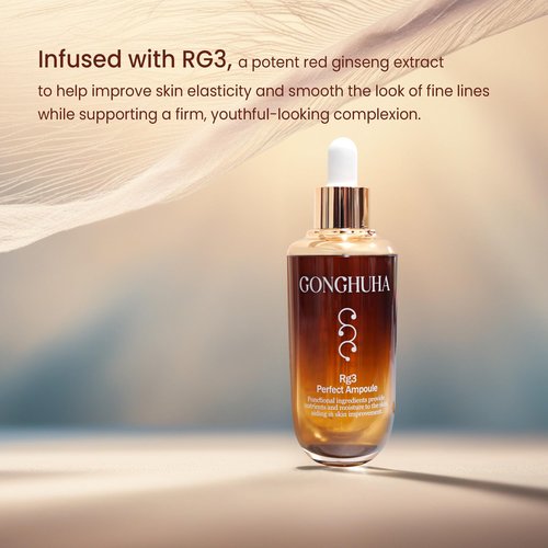 GONGHUHA RG3 Perfect Ampoule Intensive Anti-Aging Skincare with Red Ginseng for Even Skin Tone, Wrinkle Reduction, and Enhanced Elasticity – 45ml