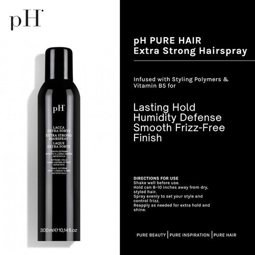 pH PURE HAIR Extra Hold Hairspray - Strong Anti-Frizz & Humidity-Resistant Formula - 10.1 oz