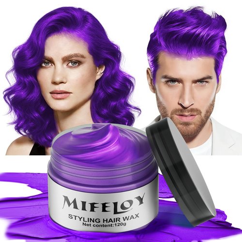 Skiennix Purple Temporary Hair Color Wax - Instant Washable Hairstyle Cream Dye for Men & Women