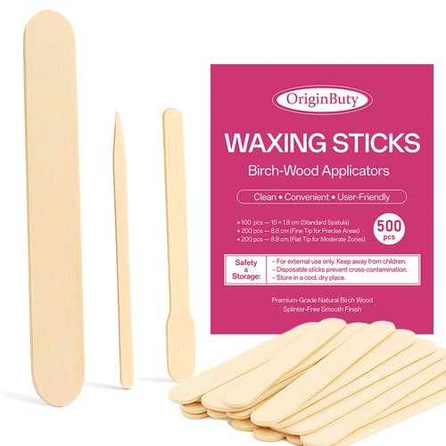 500 Pcs Waxing Sticks Assorted Wax Applicator Set For Body Legs Face, Wax Stick for Hair Removal 3 Style Wood Popsicle Sticks For Waxing, Mud Mask or Wood Crafts (Beige)