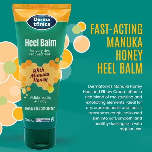 Dermatonics Foot Cream - Intensive Moisturizing Treatment with 25% Urea & Manuka Honey | 2.37 oz for Dry, Cracked Heels