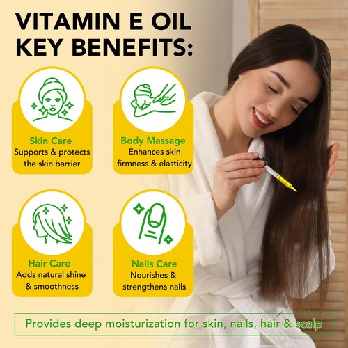 ELBBUB Premium Vitamin E Oil - Ultra Concentrated - Moisturizes, Improves Appearance of Scars & Stretch Marks, Skin Hydration - for Face, Body, Hair, and Nails