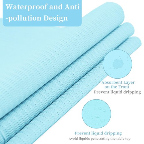 BOMOQING 125Pcs Disposable Nail Paper Towels for Acrylic, 3 Ply Foldable Nail Table Mat, Waterproof Nail Art Practice Sheet Clean Pads Napkins, Nail Supplies for Manicure Salon or Home Use (Blue)