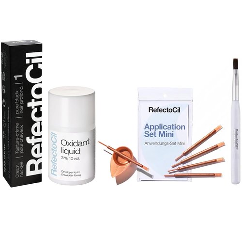 RefectoCil Hair Tinting Kit - Cream Hair Dye, Liquid Oxidant 3%, Mixing Brush & Dish Included