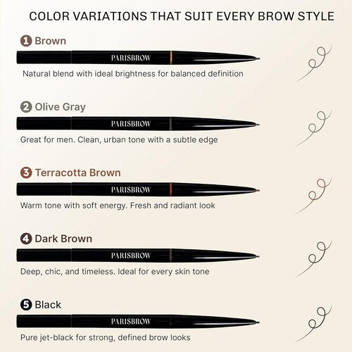 PARISBROW Slim Brow Pencil - Ultra-Fine 0.9mm Tip in Terracotta Brown for Precision Eyebrows